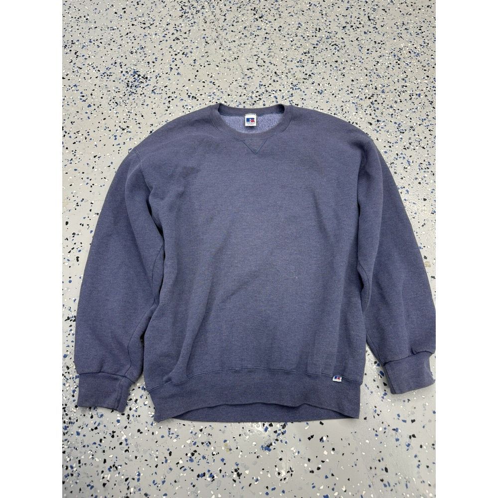 Vintage Russell Athletic Sweatshirt Mens XL Tall Crewneck Pullover Navy Blue 90s